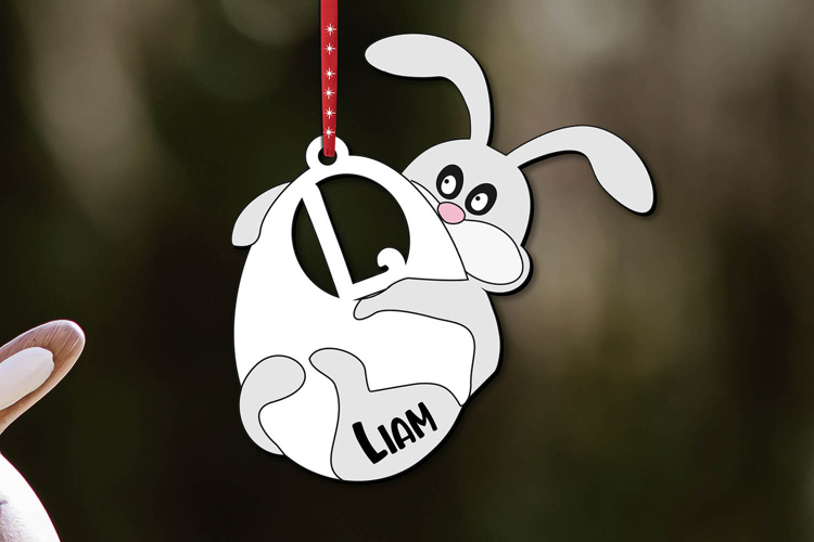 Laser Bunny Letter L SVG Easter Basket Name Tag Gift Present