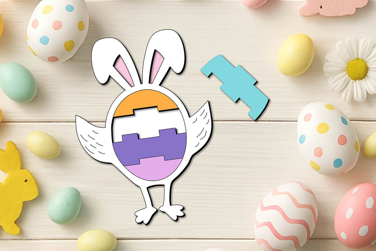 Laser Chicken Blocks Easter Puzzle SVG Kid Egg Game Child