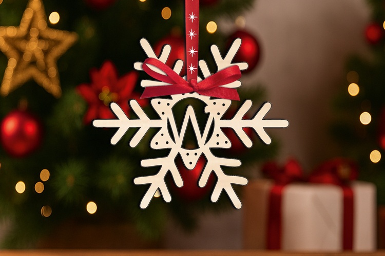 Laser Christmas Letter W SVG Alphabet Holiday Gift Ornament