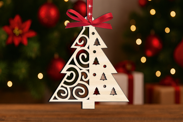 Laser Christmas Tree Ornament SVG Home Decor Holiday Present