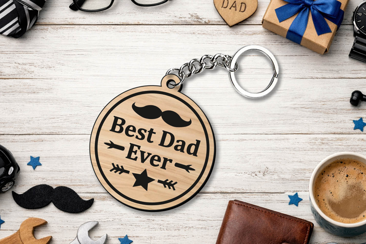 Laser SVG Best Dad Ever Father Day Keychain Gift Grandpa