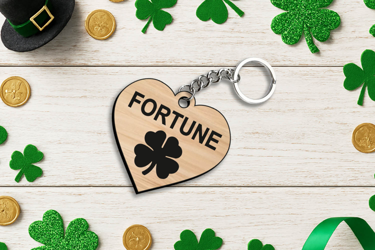 Laser SVG Fortune Heart Keychain Patrick Day Lucky Charm