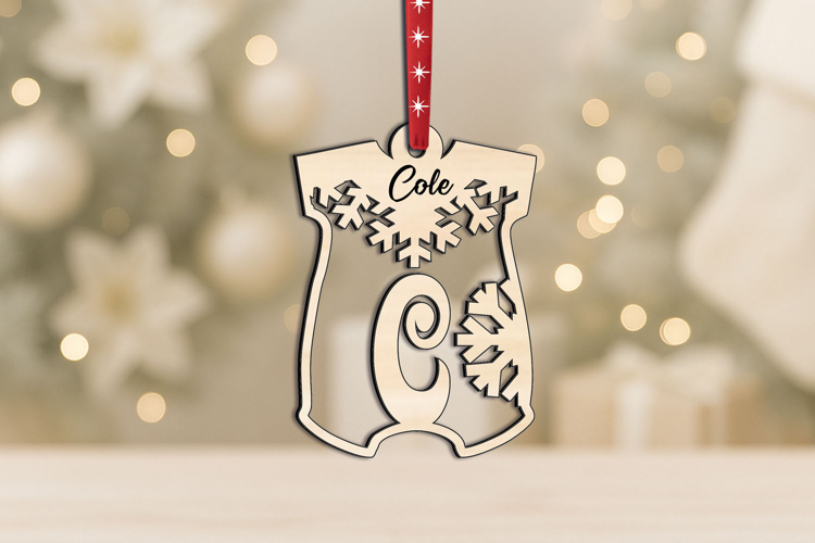 Laser SVG Letter C Christmas Onesie Ornament Alphabet Gift