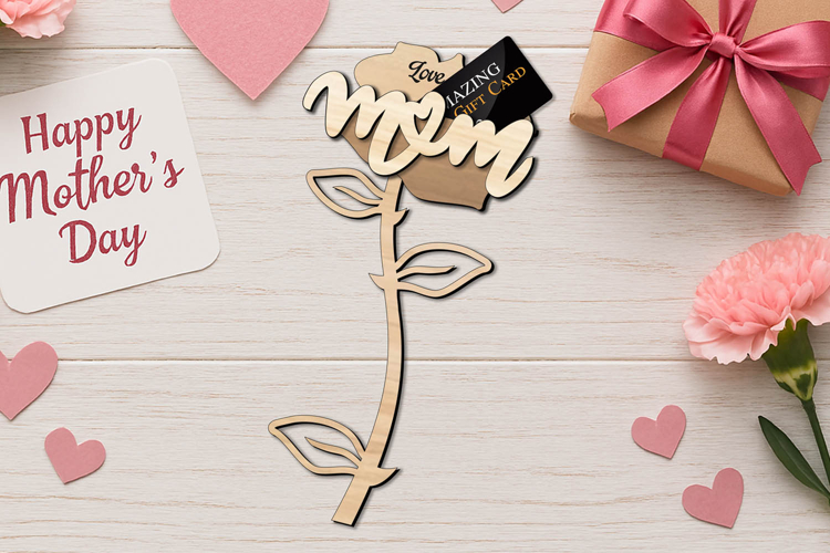 Laser SVG Rose Mothers Day Gift Card Money Holder Present