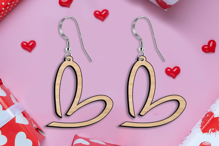 Laser SVG Simple Love Heart Earrings Gift St Valentines Day