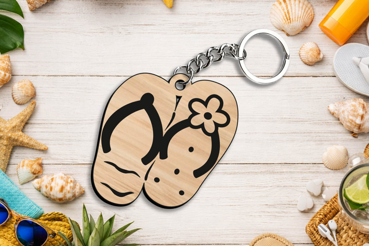 Laser SVG Summer Flip Flops Keychain Present Accessory Gift