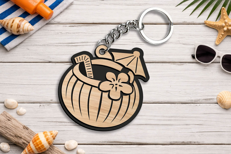 Laser SVG Summer Keychain Cocktail Present Accessory Gift