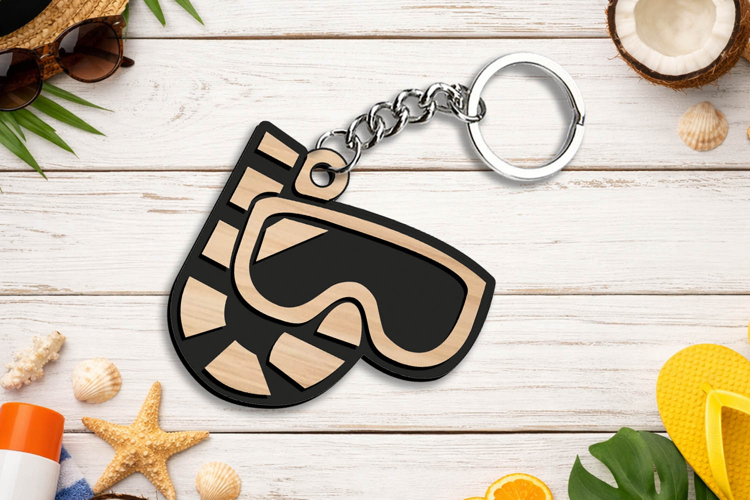 Laser SVG Summer Sea Snorkel Keychain Present Accessory Gift