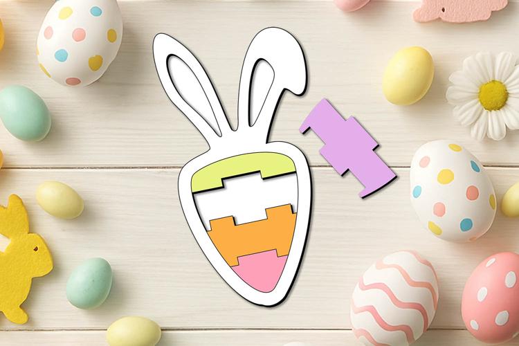 Lego Block Carrot Bunny Ear Easter Puzzle Kid Game SVG Laser