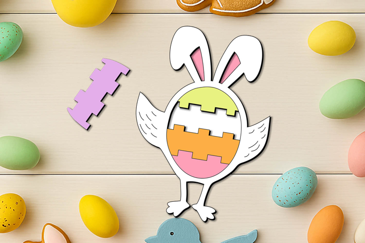 Lego Style Chicken Easter Puzzle SVG Kid Egg Game Child Gift