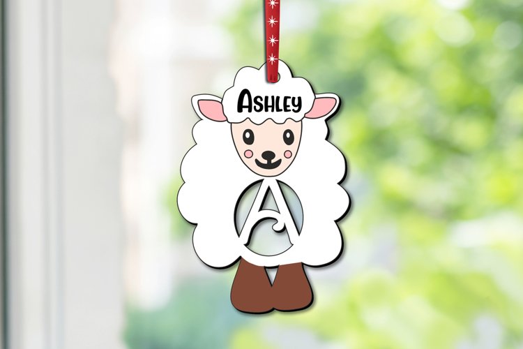 Letter A Easter Ornament Sheep Lamb SVG Basket Name Tag Gift