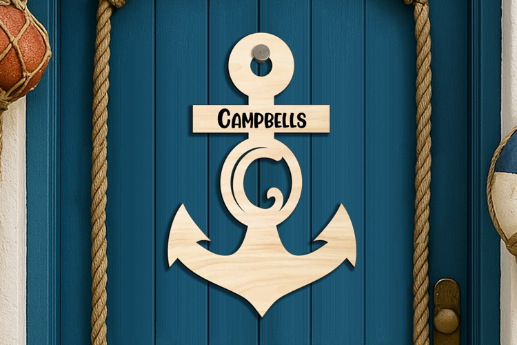 Letter C SVG Door Hanger Anchor Nautical Ocean Home Decor