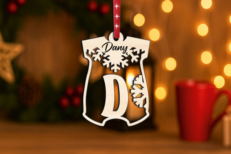 Letter D Onesie Laser SVG Christmas Ornament Alphabet Gift