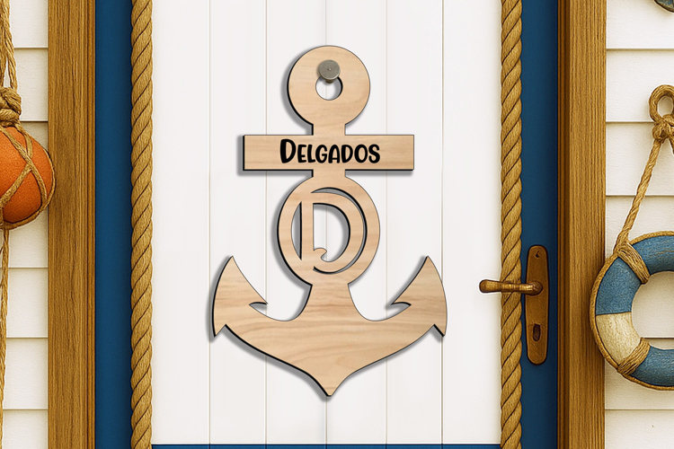 Letter D SVG Alphabet Door Hanger Anchor Nautical Family Sea