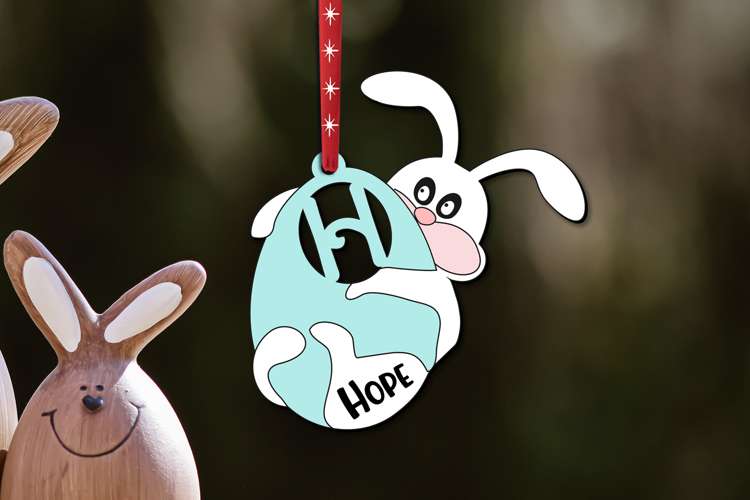 Letter H Bunny Easter Basket Name Tag SVG Laser Present Gift