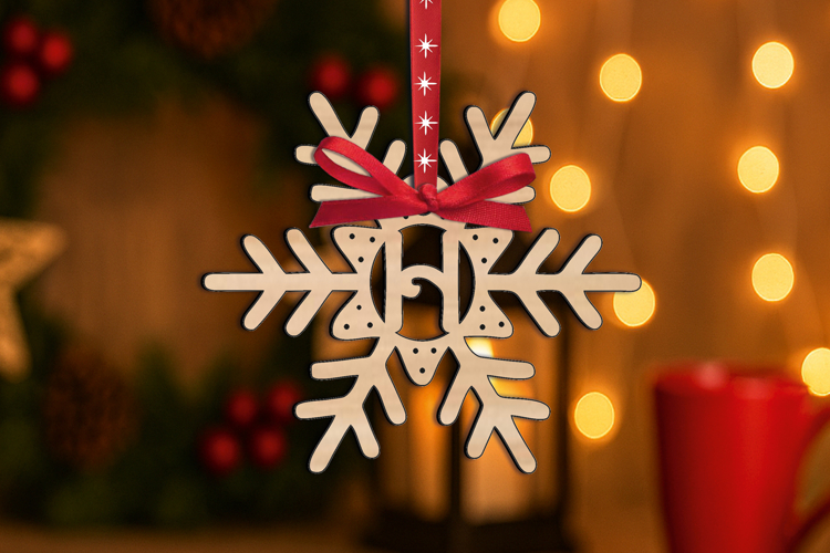 Letter H SVG Christmas Ornament Alphabet Monogram Laser Gift
