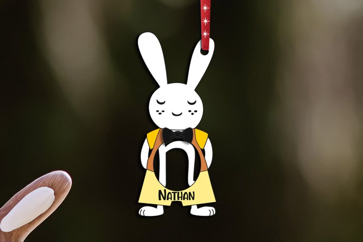 Letter N Easter Bunny Rabbit Basket Tag Ornament SVG Laser