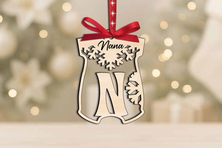 Letter N SVG Baby Onesie Christmas Ornament Laser Alphabet