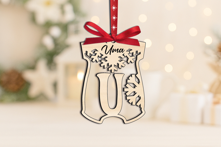 Letter U SVG Laser Baby Christmas Onesie Ornament Newborn