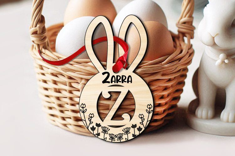 Letter Z Basket SVG Tag Bunny Ornament Laser Easter Flowers