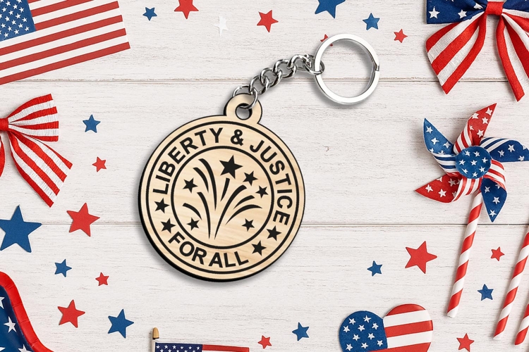 Liberty Justice Freedom Proud American SVG Keychain Laser
