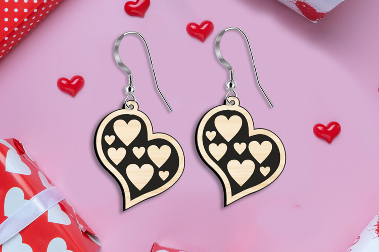 Love Heart SVG Earring Romantic Gift Laser Valentine Present