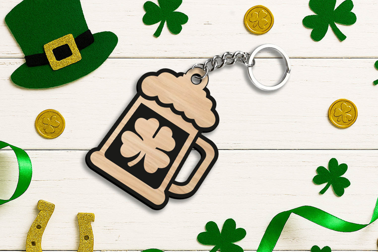 Lucky Charm Beer Mug Keychain SVG Laser Patrick Day Present