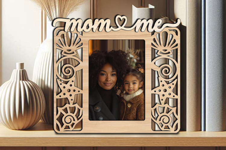 Mom and Me Frame Photo SVG Picture Love Seashell Kid Laser