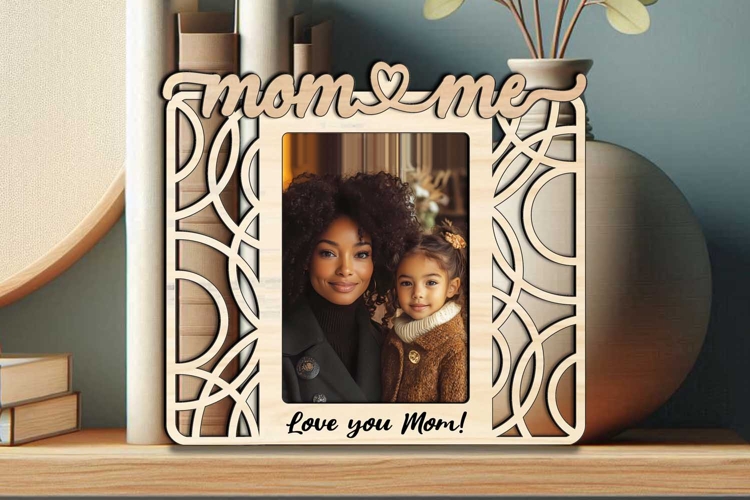 Mom Me SVG Abstract Photo Frame Laser Gift Design Present