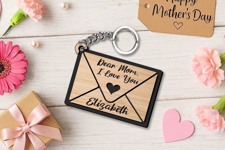Mom Mother's Day Letter Keychain Gift SVG Laser Present Mama example image 1