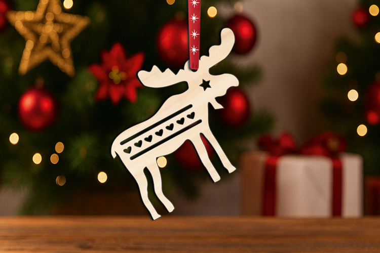 Moose SVG Laser Holiday Christmas Ornament Gift Present Deco