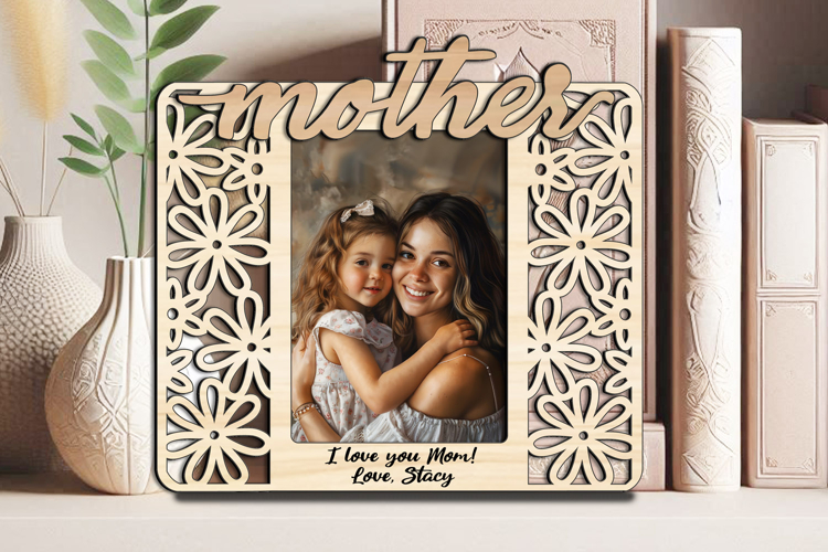 Mother Daughter SVG Flowers Frame Photo Picture Love Gift
