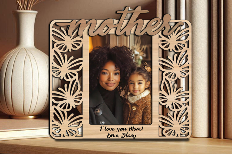 Mother Daughter SVG Frame Photo Butterfly Design Laser Gift