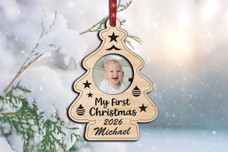 My First Christmas Tree Ornament SVG Baby Photo Laser Gift