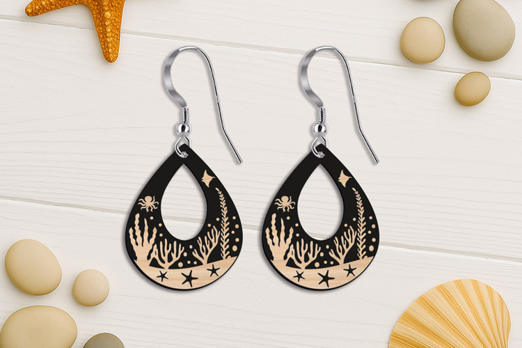 Nautical Ocean Bed Earring SVG Nature Summer Laser Gift Set