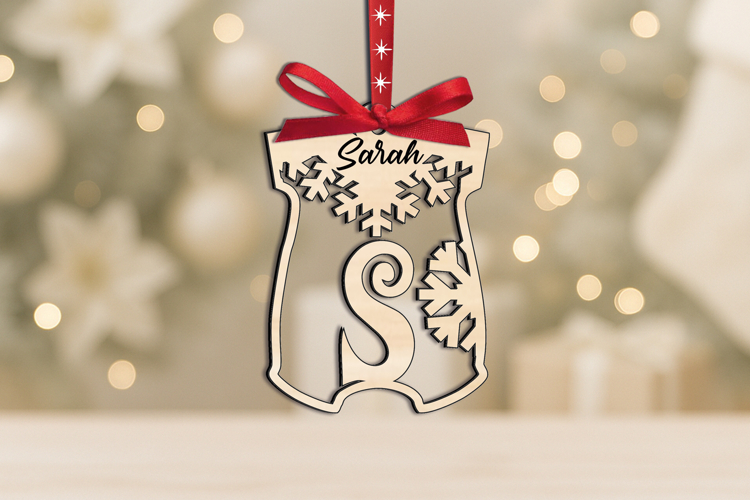 Newbron Letter S Laser Onesie Baby Christmas SVG Ornament