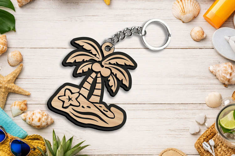 Palms Sea SVG Summer Keychain Laser Gift Accessory Present