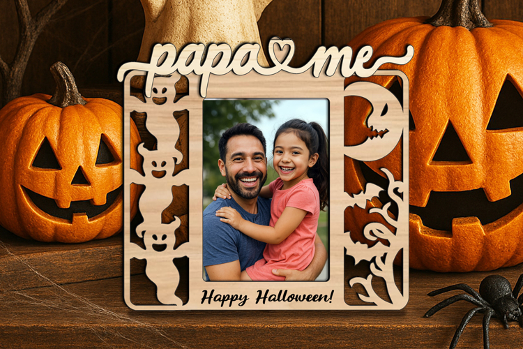 Papa & Me Halloween SVG Frame Photo Laser Scary Spooky Gift