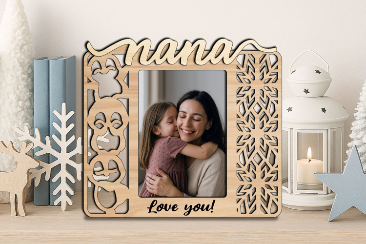 Penguin Christmas Nana SVG Photo Frame Appreciation Winter