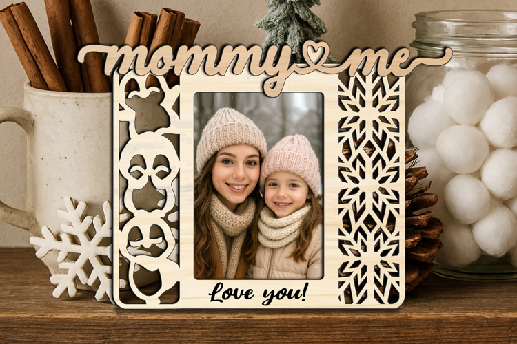 Penguin Mommy and Me SVG Christmas Frame Photo Gift Present