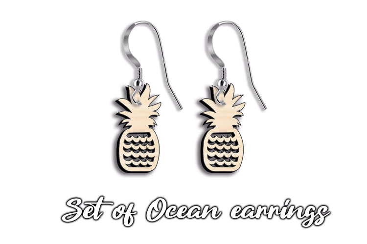 Pineapple Summer Beach Ocean SVG Pattern Earring Laser Gift