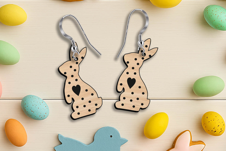 Polka dots Easter Holiday Bunnies Earrings Laser SVG Gift