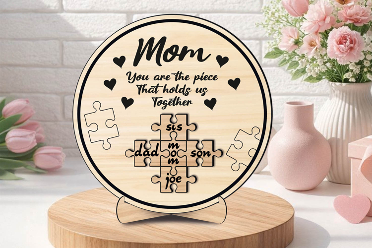 Puzzle SVG Circle Mothers Day Gift Laser Cut Present Family