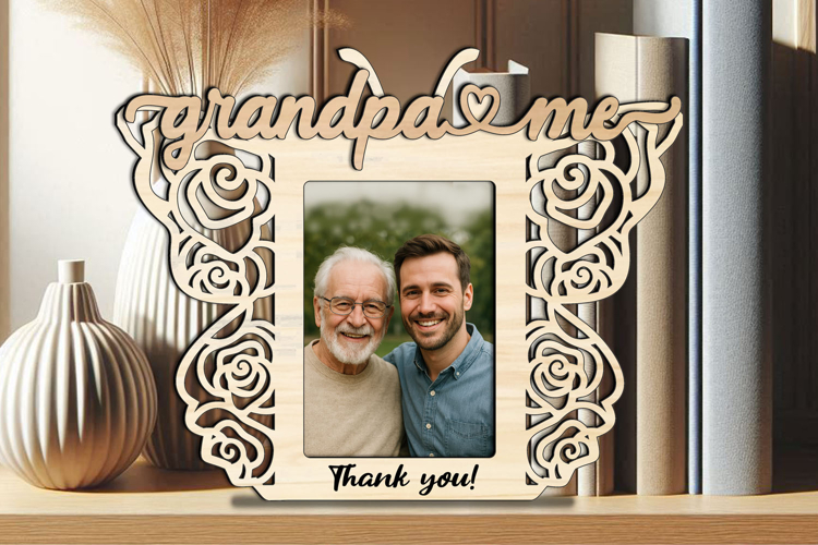 Rose Butterfly Grandpa & Me SVG Photo Frame Home Laser Gift