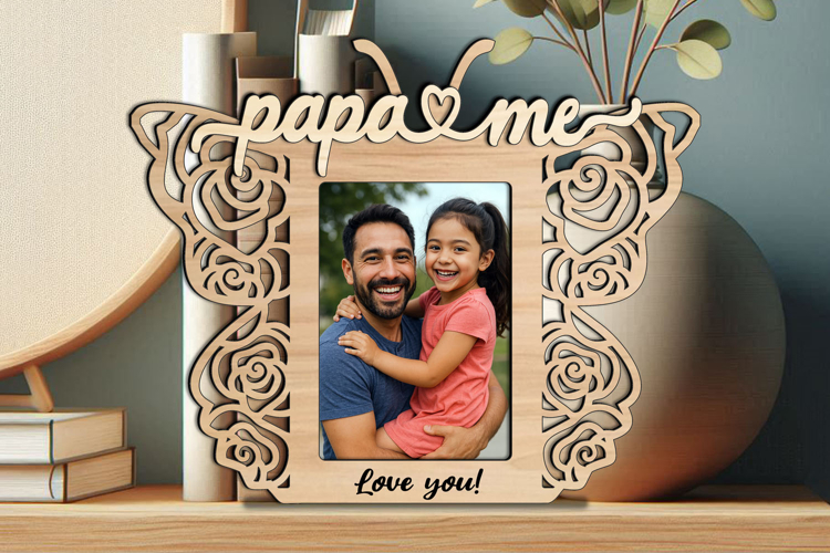 Rose Butterfly SVG Papa and Me Frame Photo Gift Design Home