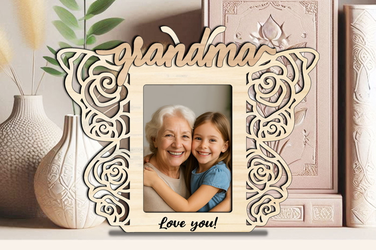 Rose SVG Butterfly Grandma Photo Frame Laser Present Home