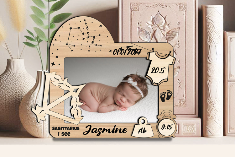 SVG Sagittarius Zodiac Baby Photo Frame Present Newborn Pic