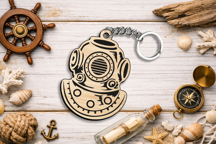 Scuba Diver Ocean Sea Beach Keychain Gift SVG Laser Maritime