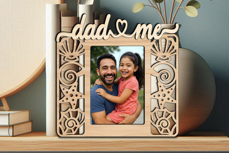 Seashell Dad Me SVG Frame Photo Kids Laser Nautical Ocean