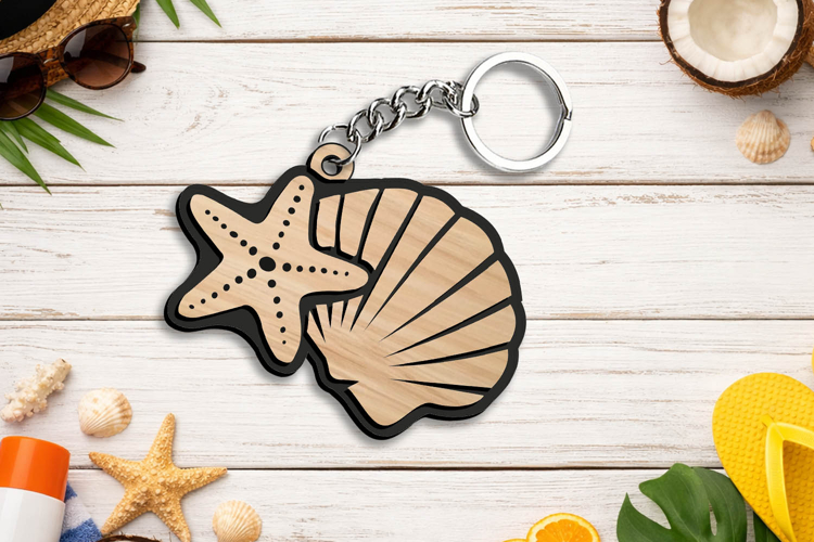 Seashell Starfish SVG Summer Keychain Gift Laser Accessory